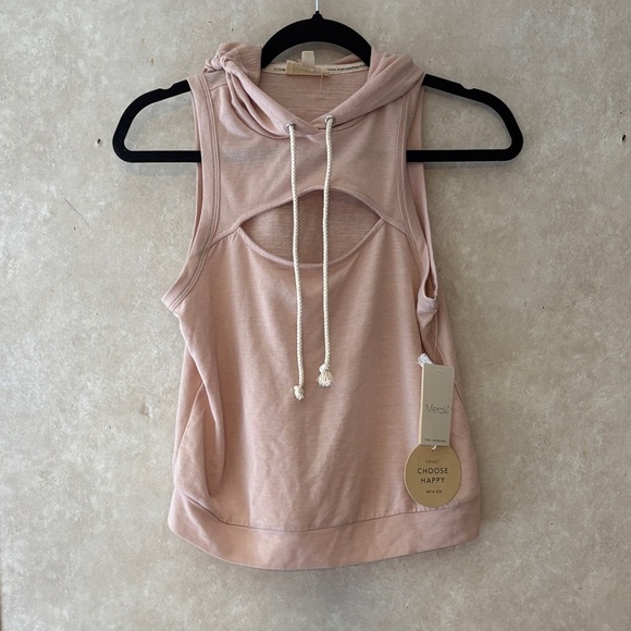 meraki Tops - Meraki Blush Pink Hooded Sleeveless Top
